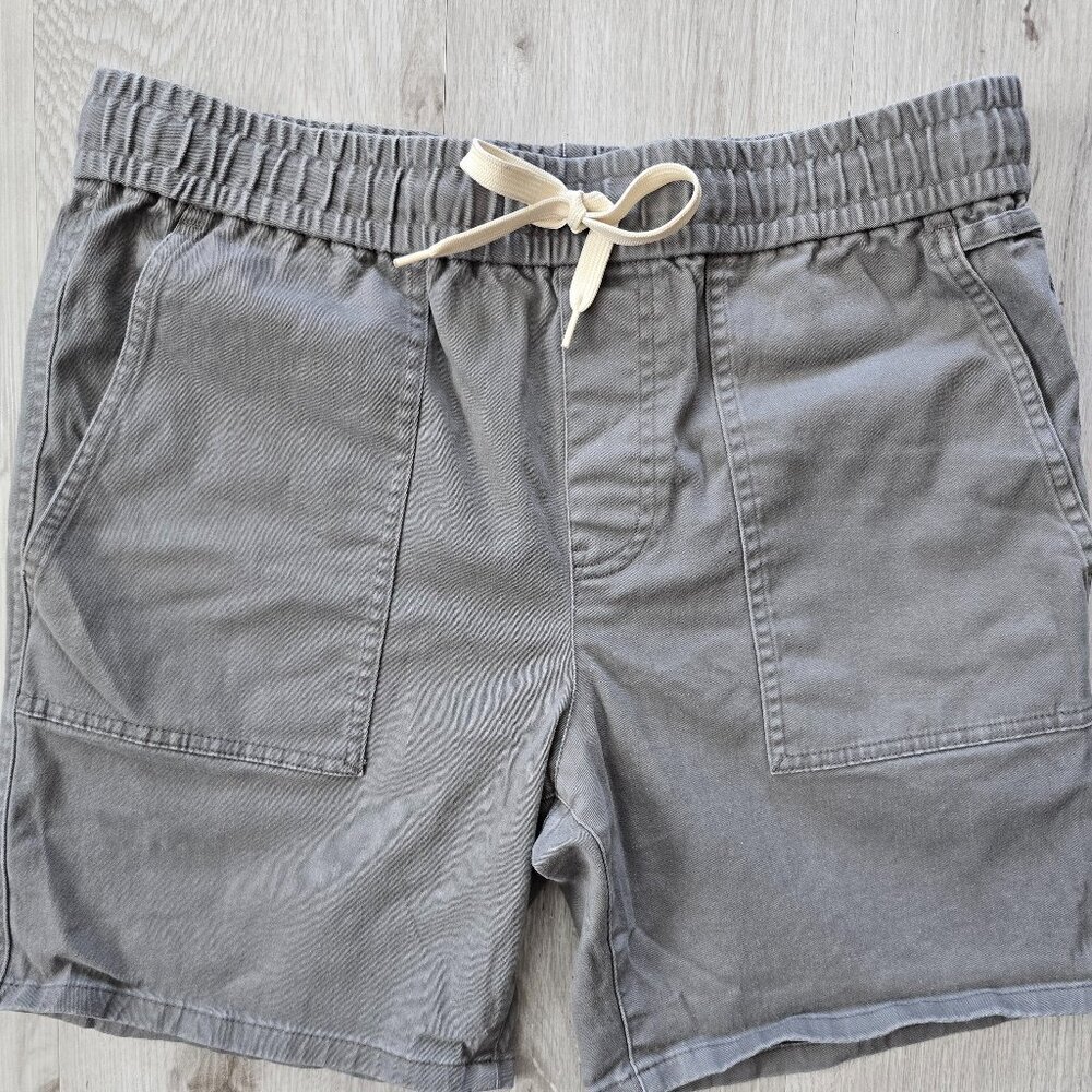 gray canvas casual activewear medium length drawstring shorts | MENS M - Picture 2 of 8